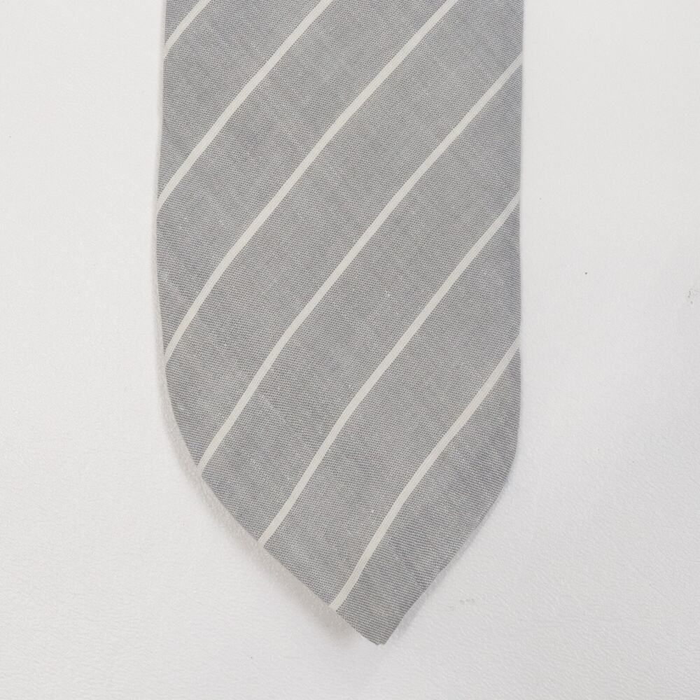 Jsaco Tie Mens 58 in Classic Width Gray White Striped Cotton Lined Preppy